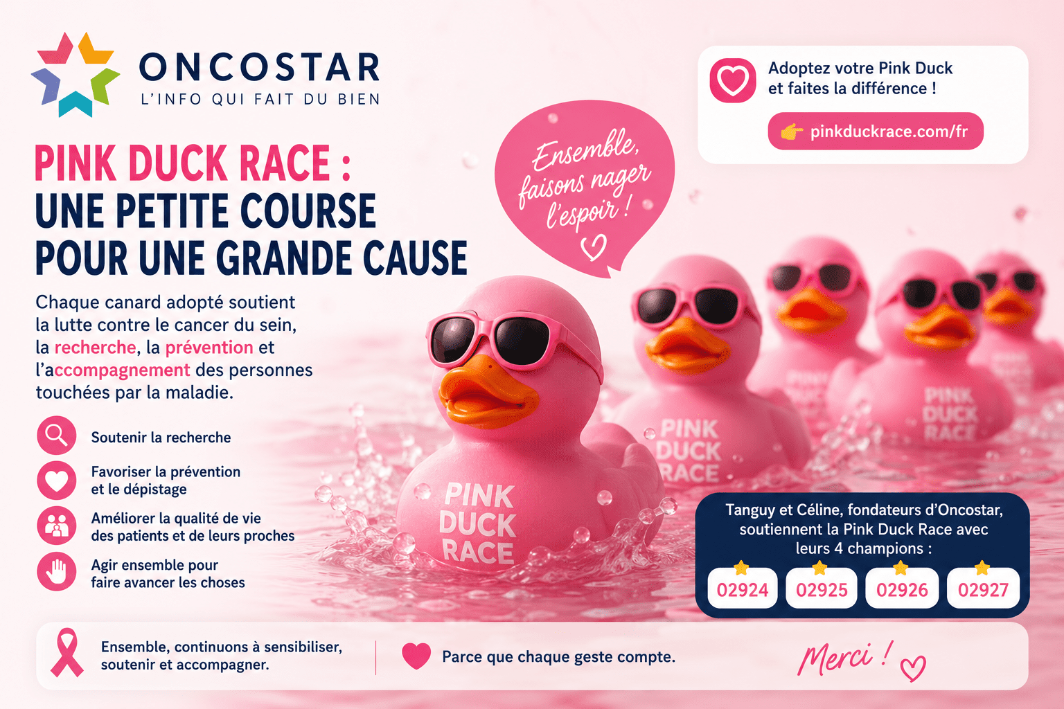 Pink Duck Race : quand une course de canards aide à faire avancer la lutte contre le cancer