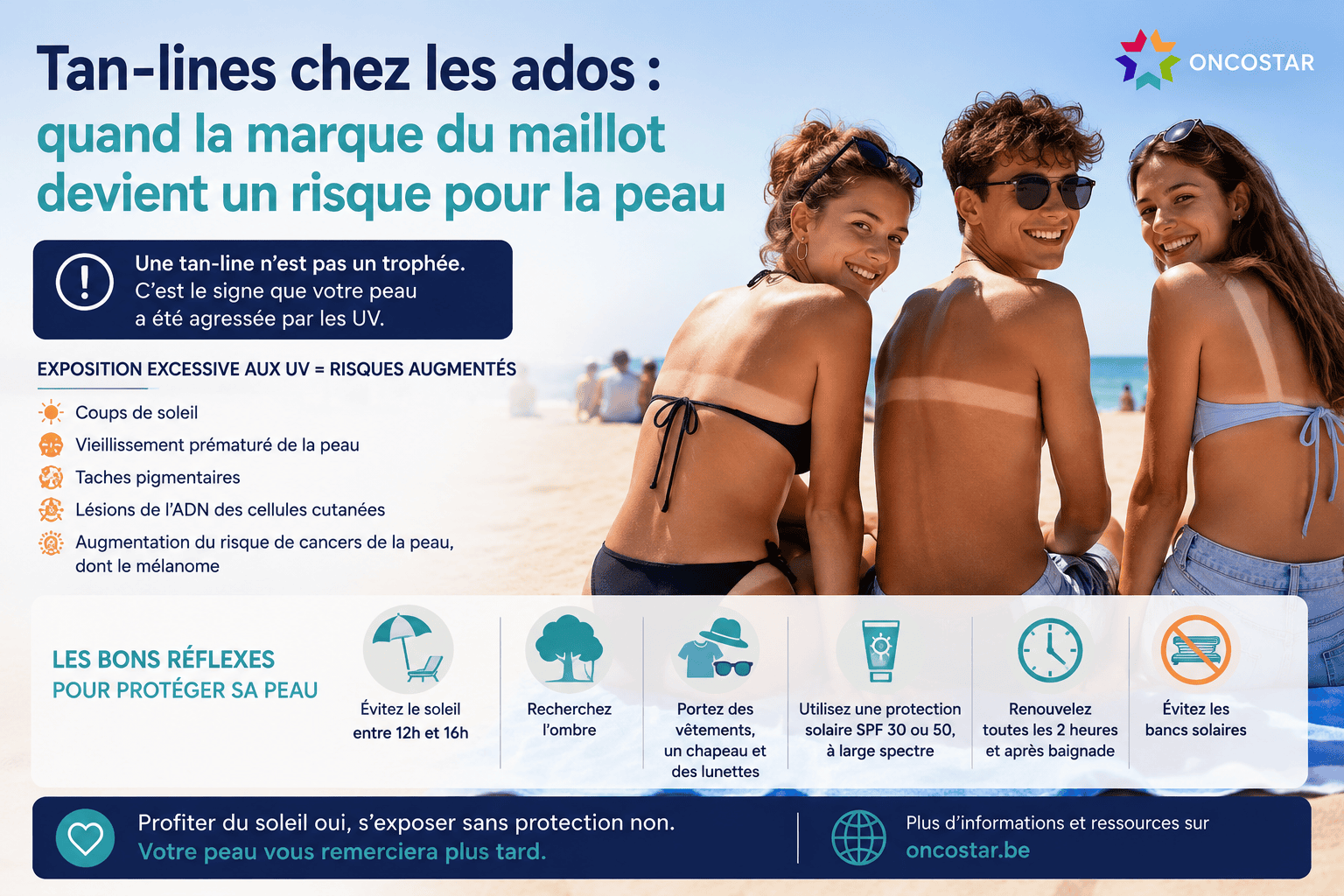 Tan-lines chez les ados : quand la marque du maillot devient un risque pour la peau
